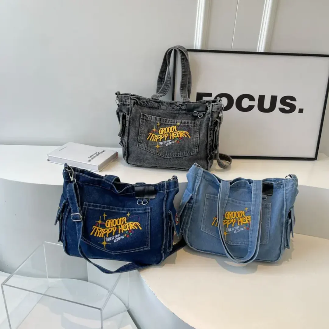 Groovy Trippy Denim tote Bag - Image 14
