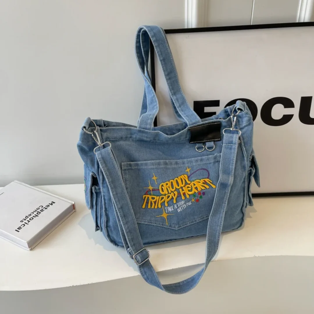 Groovy Trippy Denim tote Bag - Image 15