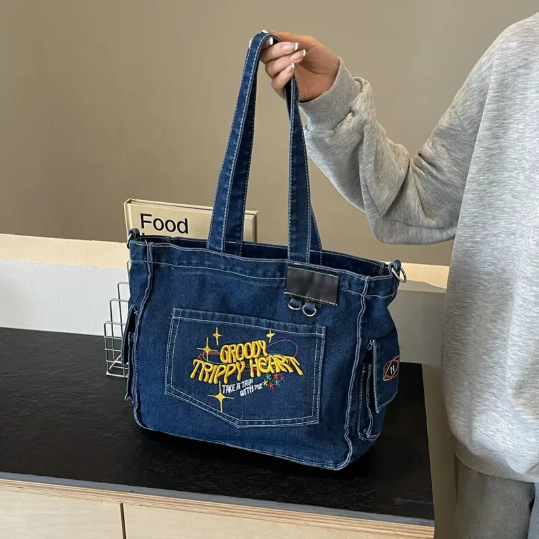 Groovy Trippy Denim tote Bag - Image 16