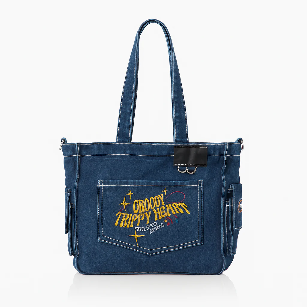 Groovy Trippy Denim tote Bag - Image 20