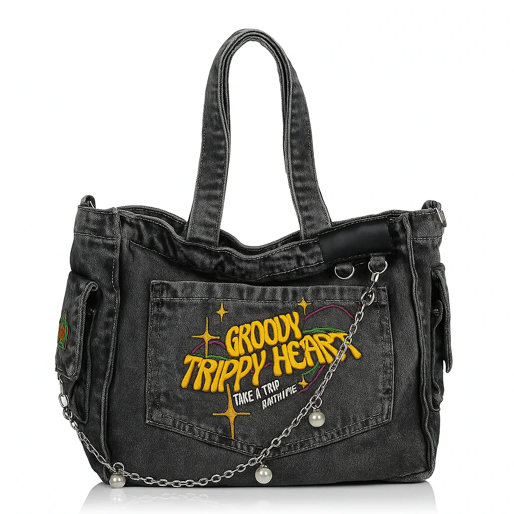 Groovy Trippy Denim tote Bag - Image 21