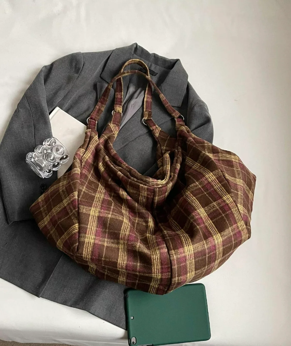 The Verona Plaid Slouch Bag - Image 14