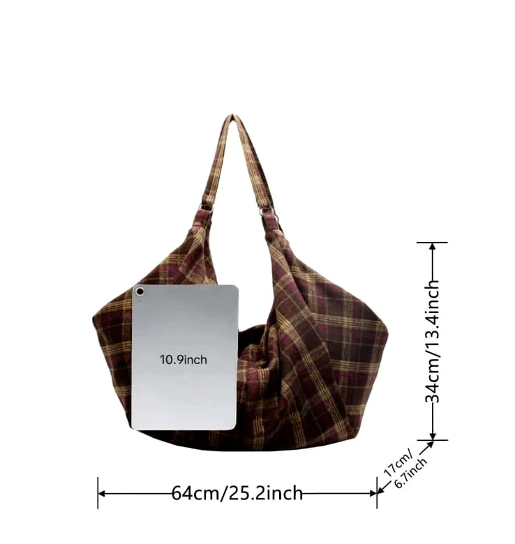The Verona Plaid Slouch Bag - Image 4