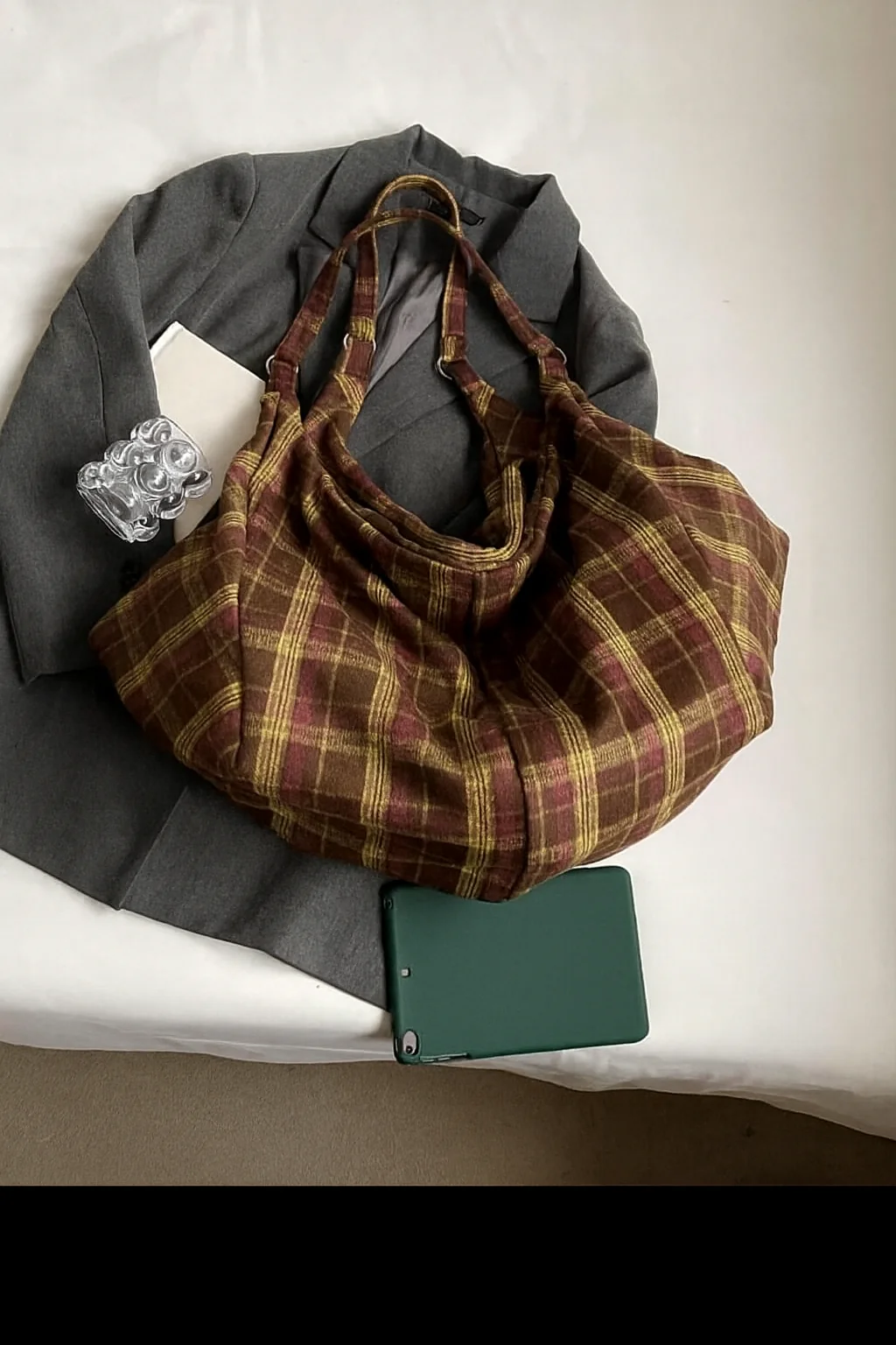 The Verona Plaid Slouch Bag - Image 6