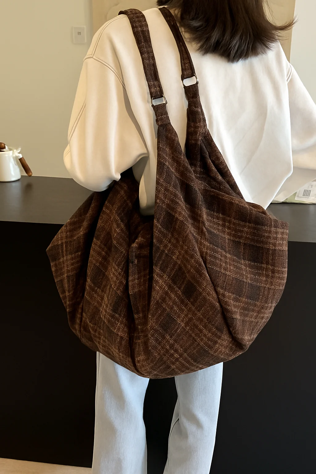 The Verona Plaid Slouch Bag - Image 8