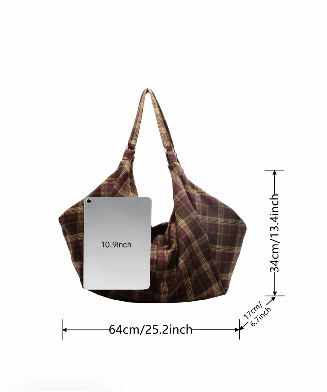 The Verona Plaid Slouch Bag - Image 9