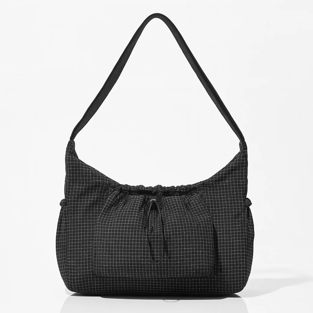 Midnight Grid Ruched Shoulder Bag - Image 10