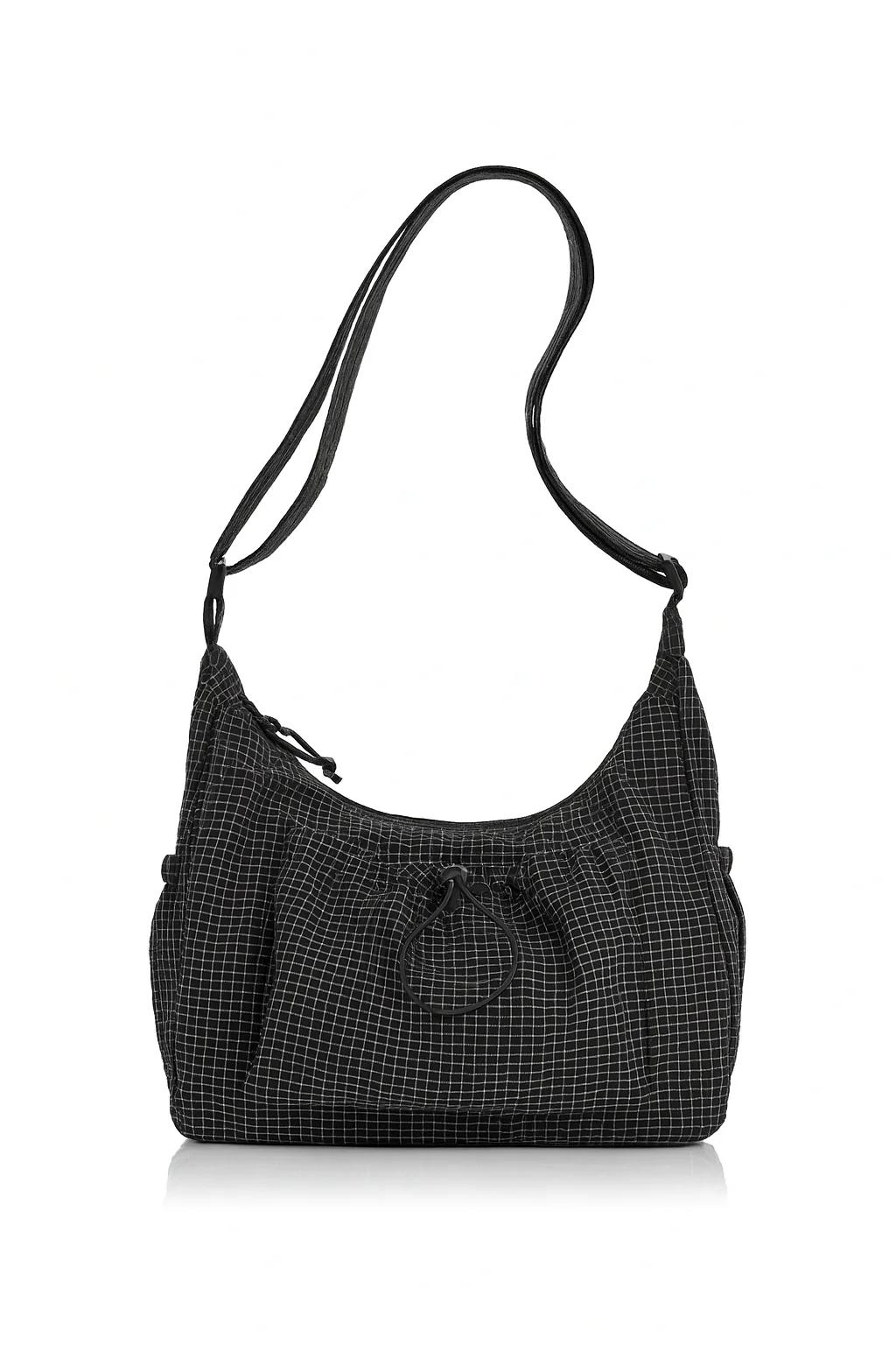 Midnight Grid Ruched Shoulder Bag - Image 3