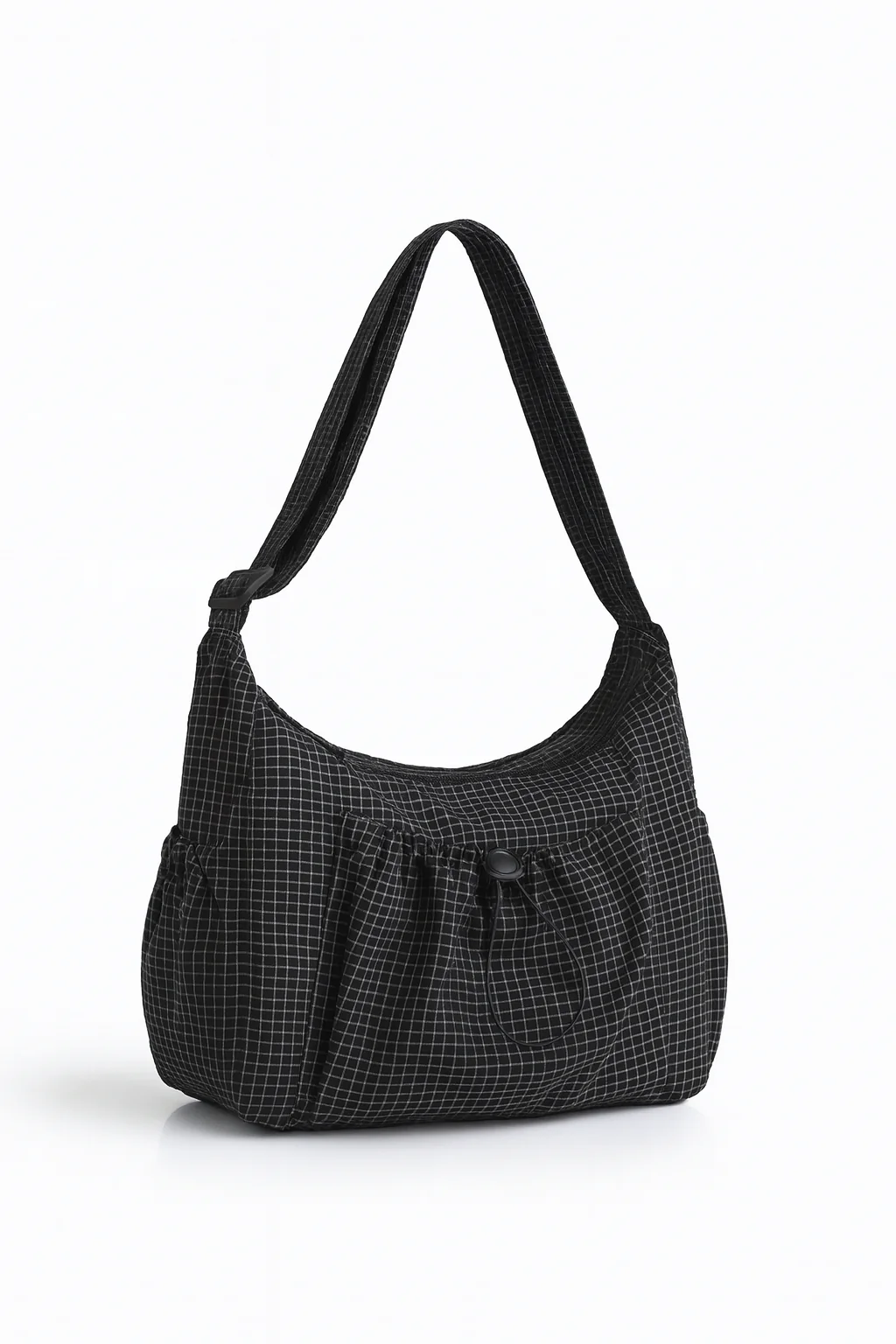 Midnight Grid Ruched Shoulder Bag - Image 6